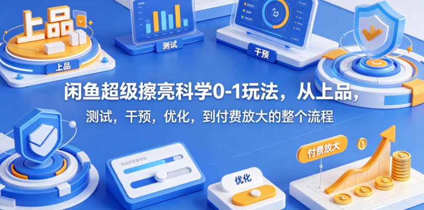 闲鱼超级擦亮科学0-1玩法,从上品,测试,干预,优化,到付费放大的整个流程-巅峰研习社