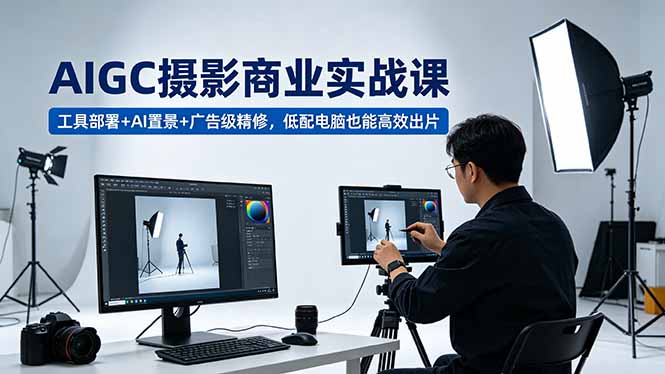 AIGC 摄影商业实战课，工具部署+AI置景+广告级精修，低配电脑也能高效出片-巅峰研习社