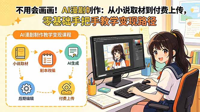 不用会画画！AI漫剧制作：从小说取材到付费上传，零基础手把手教学变现路径-巅峰研习社
