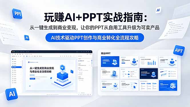 玩赚AI+PPT实战指南-更新5月13：从一键生成到商业变现，让你的PPT从自用工具升级为可卖产品-巅峰研习社