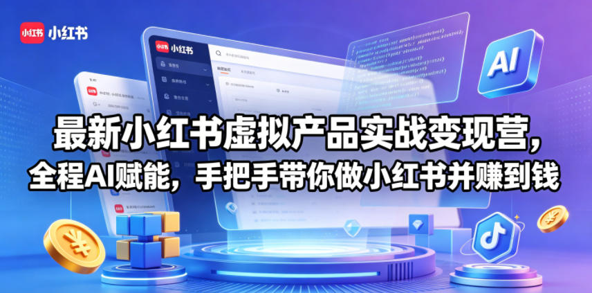 最新小红书虚拟产品实战变现营，全程AI赋能，手把手带你做小红书并赚到钱-巅峰研习社