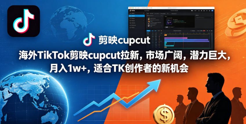 海外TikTok剪映cupcut拉新，市场广阔，潜力巨大，月入1w+，适合TK创作者的新机会-巅峰研习社