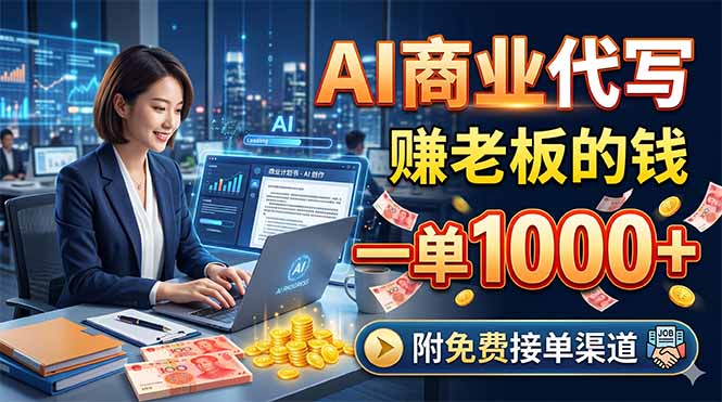 AI商业代写，赚老板的钱，一单1000+，附免费接单渠道-巅峰研习社