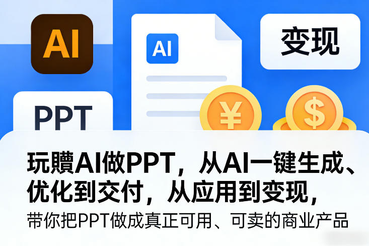 玩賺AI做PPT，从AI一键生成、优化到交付，从应用到变现，带你把PPT做成真正可用、可卖的商业产品(更新0513)-巅峰研习社