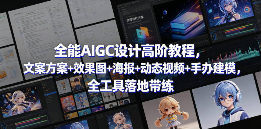 全能AIGC设计高阶教程，文案方案+效果图+海报+动态视频+手办建模，全工具落地带练-巅峰研习社
