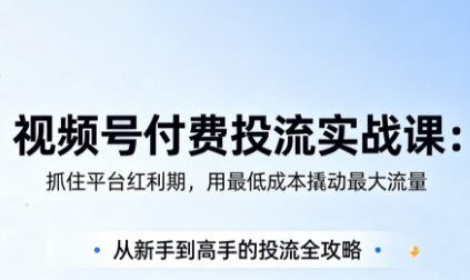 渔财老师·视频号付费投流实战课(更新5月)-巅峰研习社