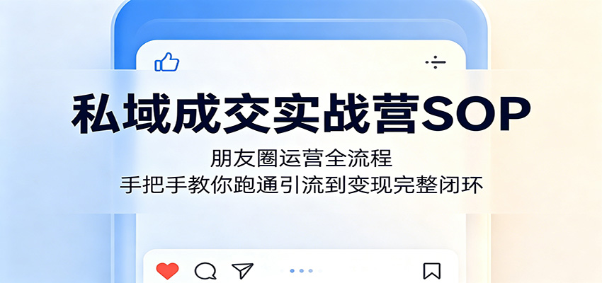 私域成交实战营SOP：朋友圈运营全流程，手把手教你跑通引流到变现完整闭环-巅峰研习社