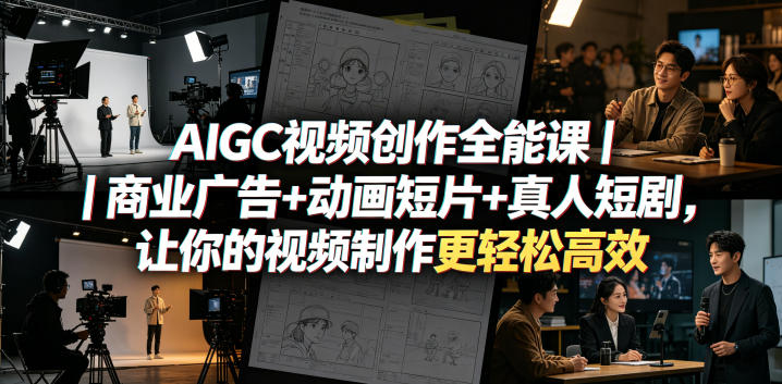 AIGC视频创作全能课｜商业广告+动画短片+真人短剧，让你的视频制作更轻松高效-巅峰研习社