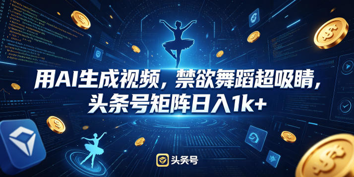 用AI生成视频，禁欲舞蹈超吸睛，头条号矩阵日入1k+-巅峰研习社