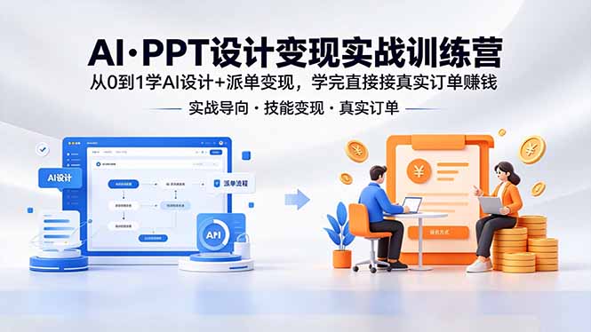 AI·PPT设计变现实战训练营，从0到1学AI设计+派单变现，学完直接接真实订单赚钱-巅峰研习社