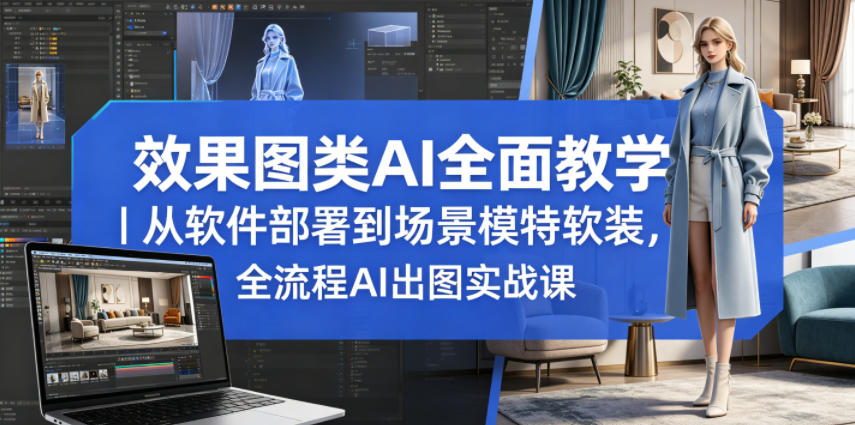 效果图类AI全面教学｜从软件部署到场景模特软装，全流程AI出图实战课-巅峰研习社
