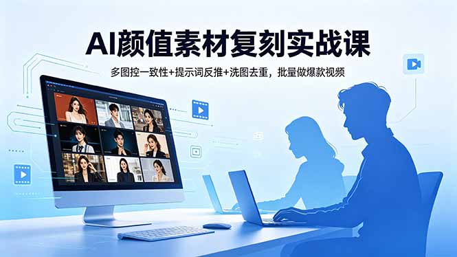 AI颜值素材复刻实战课，多图控一致性+提示词反推+洗图去重，批量做爆款视频-巅峰研习社