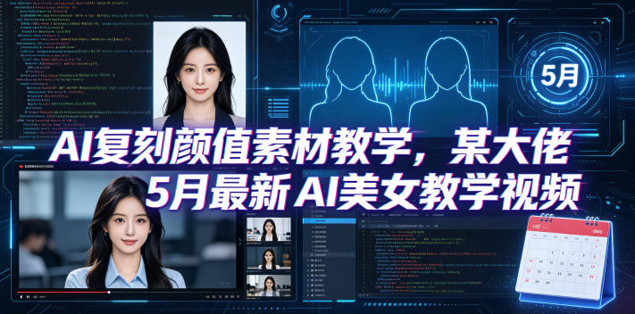 AI复刻颜值素材教学，某大佬5月最新AI美女教学视频，内含4月好物复刻教学-巅峰研习社