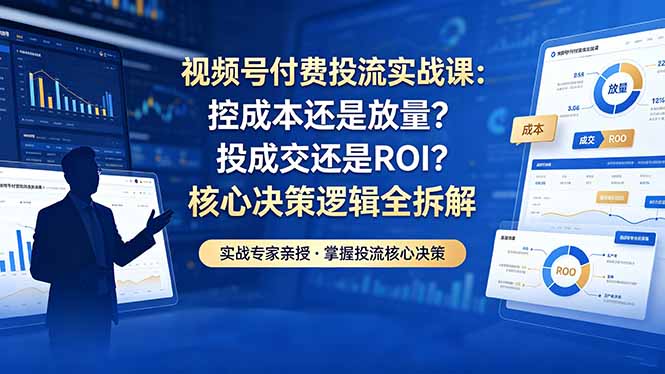 视频号付费投流实战课-5月：控成本还是放量？投成交还是ROI？核心决策逻辑全拆解-巅峰研习社