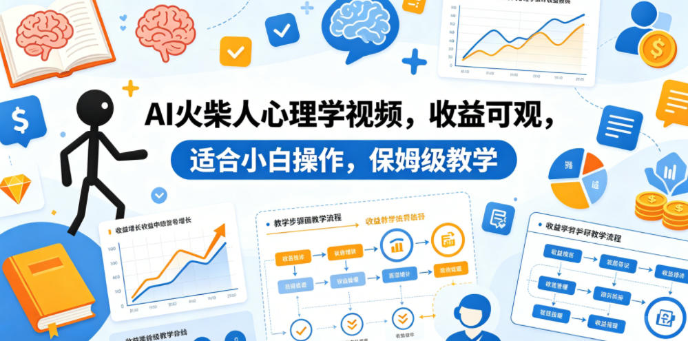 AI火柴人心理学视频，收益可观，适合小白操作，保姆级教学-巅峰研习社