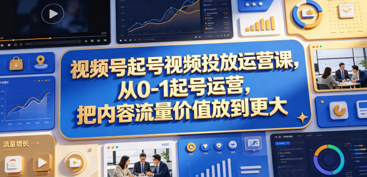 视频号起号视频投放运营课，从0-1起号运营，把内容流量价值放到更大-巅峰研习社