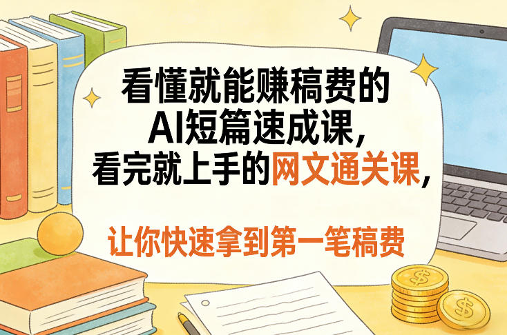 看懂就能賺稿费的AI短篇速成课，看完就上手的网文通关课，让你快速拿到第一笔稿费(更新5月)-巅峰研习社