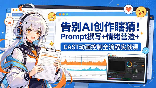 告别AI创作瞎猜！Prompt撰写+情绪营造+CAST动画控制全流程实战课-巅峰研习社
