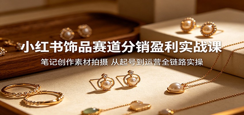 小红书饰品赛道分销盈利实战课：笔记创作素材拍摄，从起号到运营全链路实操-巅峰研习社