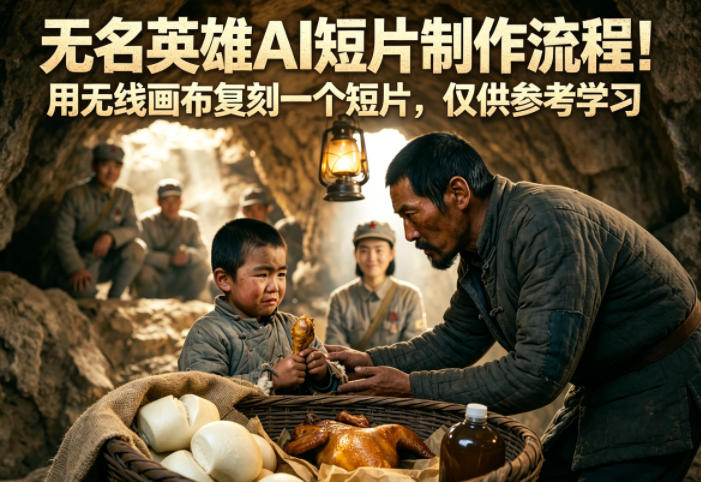 无名英雄AI短片制作流程!用无线画布复刻一个短片,仅供参考学习-巅峰研习社