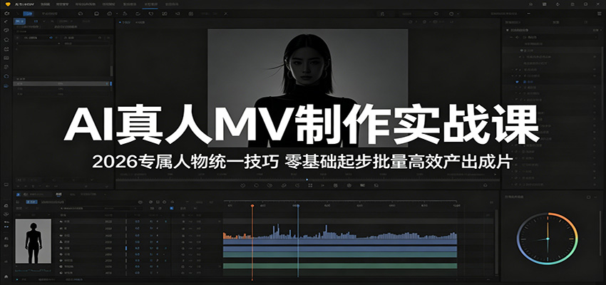 AI真人MV制作实战课：2026专属人物统一技巧，零基础起步批量高效产出成片-巅峰研习社