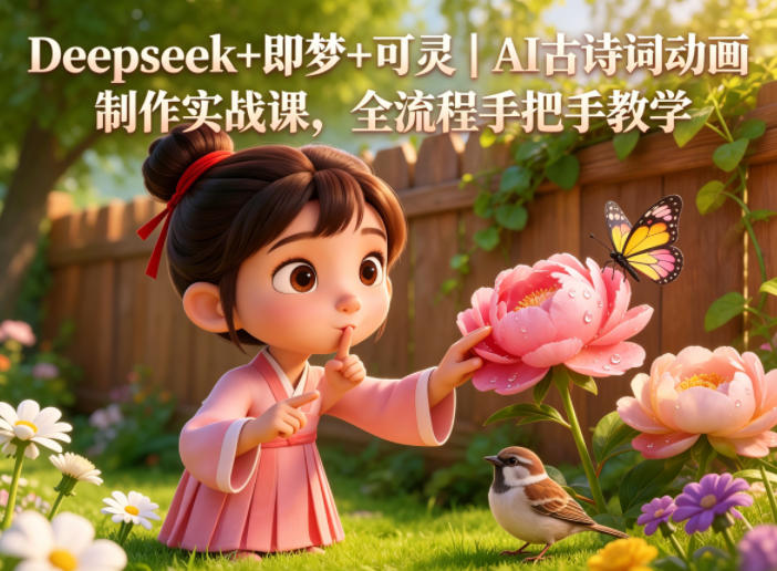 Deepseek+即梦+可灵｜AI古诗词动画制作实战课，全流程手把手教学-巅峰研习社