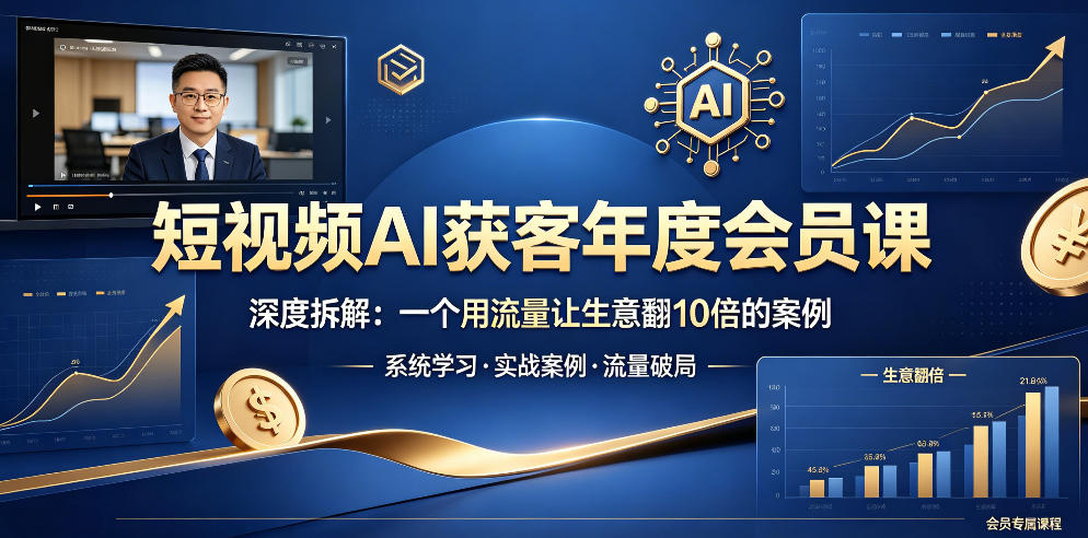 短视频AI获客年度会员课，深度拆解，一个用流量让生意翻10倍的案例-巅峰研习社