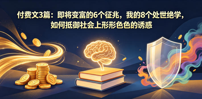 付费文3篇：即将变富的6个征兆，我的8个处世绝学，如何抵御社会上形形色色的诱惑-巅峰研习社
