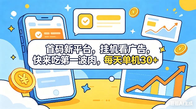首码新平台,挂G自动看广告,快来吃第一波肉,每天单机30+,可矩阵放大【揭秘】-巅峰研习社