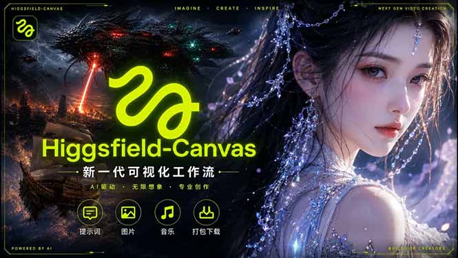 Higgsfield Canvas AI视频制作详解，节点式工作流搭建，重构新式视频创作完整教程-巅峰研习社