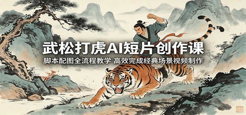 武松打虎AI短片创作课：脚本配图全流程教学，高效完成经典场景视频制作-巅峰研习社