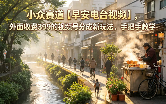 小众赛道【早安电台视频】，外面收费399的视频号分成新玩法，手把手教学-巅峰研习社