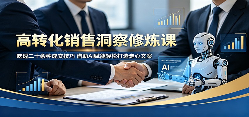 高转化销售洞察修炼课：吃透二十余种成交技巧，借助AI赋能轻松打造走心文案-巅峰研习社