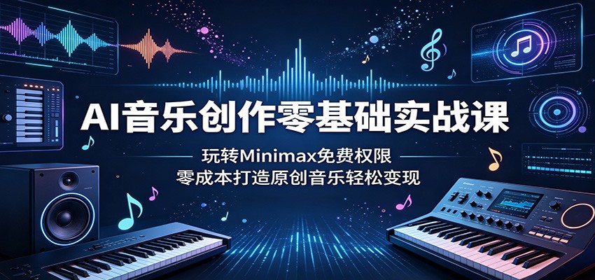 AI音乐创作零基础实战课：玩转Minimax免费权限，零成本打造原创音乐轻松变现-巅峰研习社