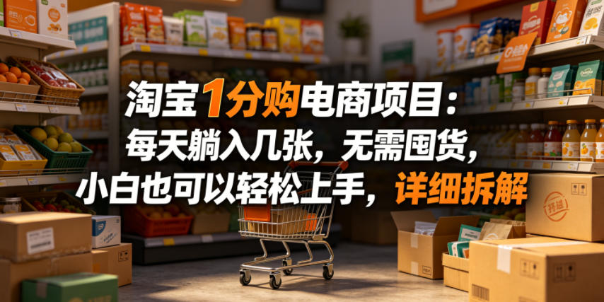 淘宝1分购电商项目：每天躺入几张，无需囤货，小白也可以轻松上手，详细拆解-巅峰研习社