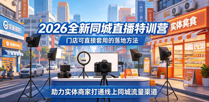 2026全新同城直播特训营,门店可直接套用的落地方法,助力实体商家打通线上同城流量渠道-巅峰研习社