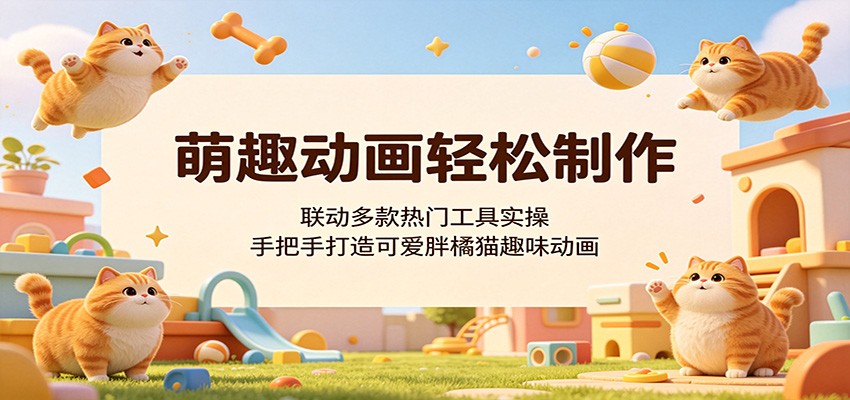 萌趣动画轻松制作，联动多款热门工具实操，手把手打造可爱胖橘猫趣味动画-巅峰研习社