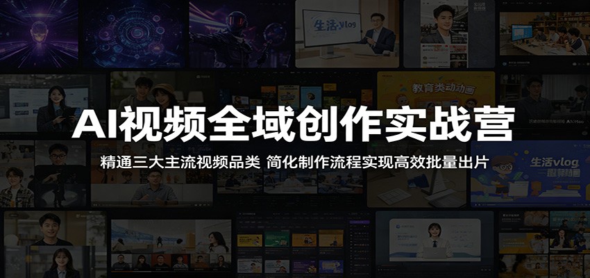 AI视频全域创作实战营：精通三大主流视频品类，简化制作流程实现高效批量出片-巅峰研习社