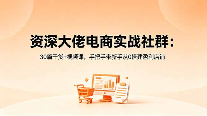 资深大佬电商实战社群：30篇干货+视频课，手把手带新手从0搭建盈利店铺-巅峰研习社