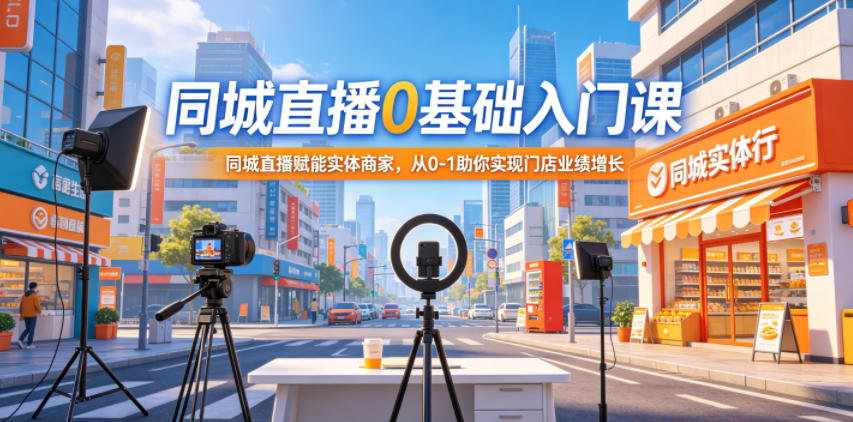 同城直播0基础入门课,同城直播赋能实体商家,从0-1助你实现门店业绩增长-巅峰研习社