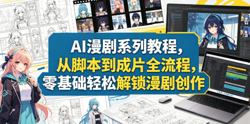 AI漫剧系列教程,从脚本到成片全流程,零基础轻松解锁漫剧创作-巅峰研习社