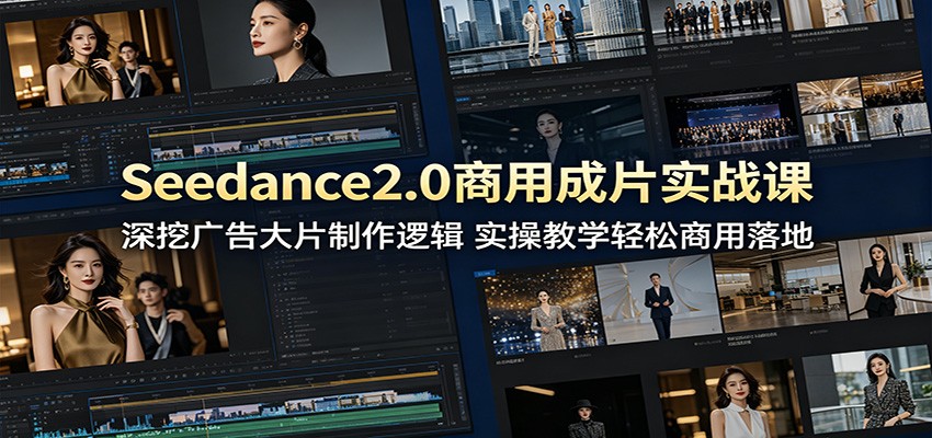 Seedance2.0商用成片实战课:深挖广告大片制作逻辑,实操教学轻松商用落地-巅峰研习社