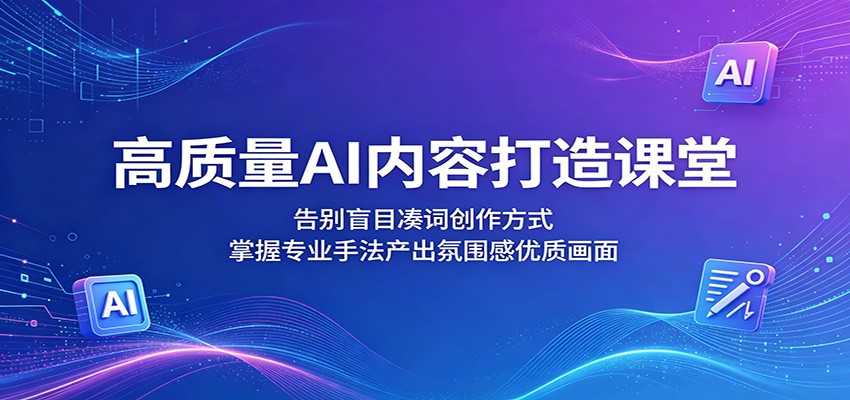 高质量AI内容打造课堂：告别盲目凑词创作方式，掌握专业手法产出氛围感优质画面-巅峰研习社