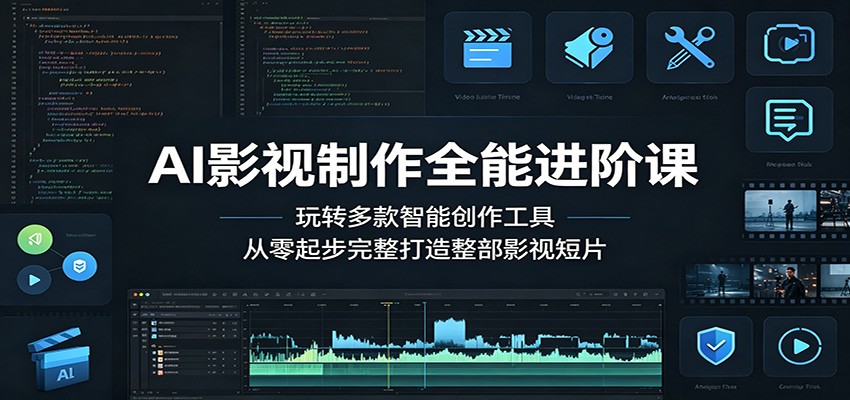 AI影视制作全能进阶课：玩转多款智能创作工具，从零起步完整打造整部影视短片-巅峰研习社