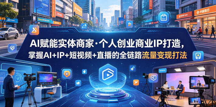 AI赋能实体商家·个人创业商业IP打造，掌握AI+IP+短视频+直播的全链路流量变现打法-巅峰研习社