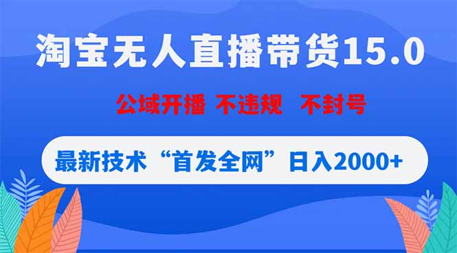 淘宝无人直播带货15.0，不封号，不违规，公域玩法，首发全网日入2000+-巅峰研习社
