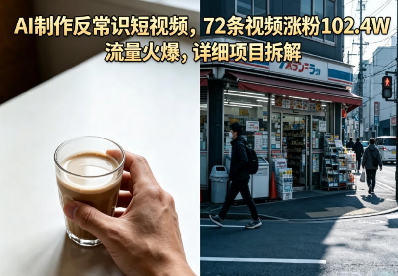 AI制作反常识短视频，72条视频涨粉102.4W，流量火爆，详细项目拆解-巅峰研习社