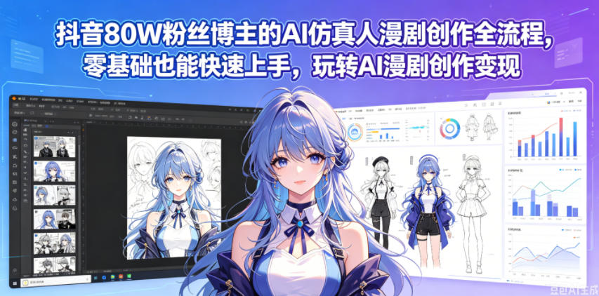 抖音80W粉丝博主的AI仿真人漫剧创作全流程，零基础也能快速上手，玩转AI漫剧创作变现-巅峰研习社
