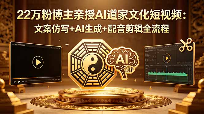 22万粉博主亲授AI道家文化短视频:文案仿写+AI生成+配音剪辑全流程-巅峰研习社