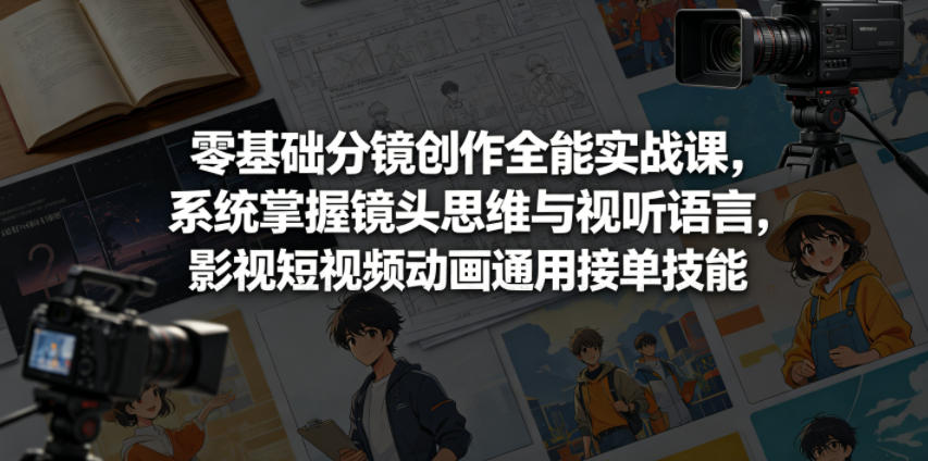 零基础分镜创作全能实战课，系统掌握镜头思维与视听语言，影视短视频动画通用接单技能-巅峰研习社